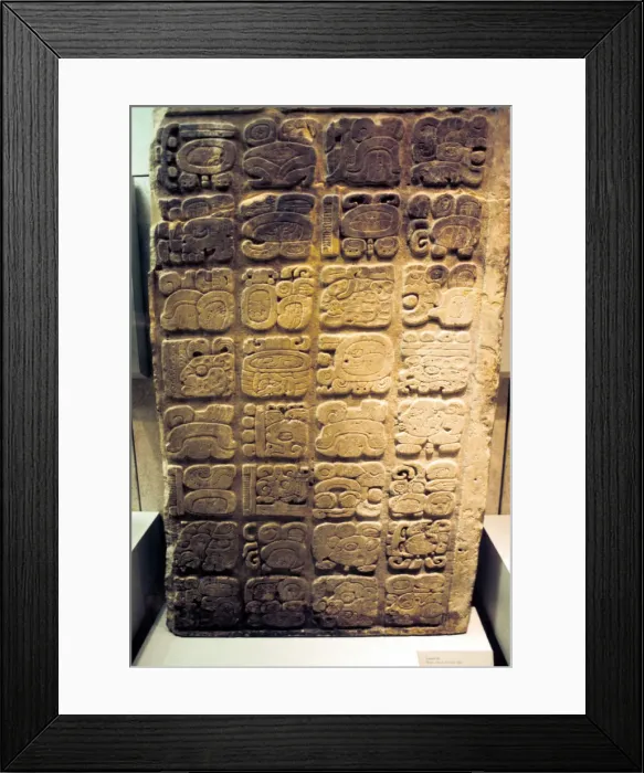 Framed Print : Mayan lintel listing the nine generations of rulers at Yaxchilan, 450-550 Framed Print : Mayan lintel listing the nine generations of rulers at Yaxchilan, 450-550