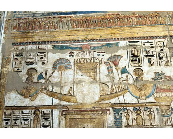 Painted wall relief, Temple of Rameses III, Medinet Habu, Egypt, 12th century BC