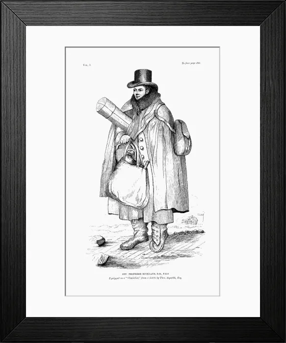 Framed Print : William Buckland, geologist, paleontologist and clergyman, equipped to explore a glacier, 1875 Framed Print : William Buckland, geologist, paleontologist and clergyman, equipped to explore a glacier, 1875