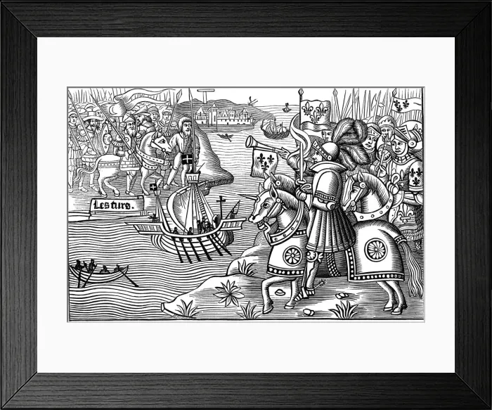 Framed Print : Louis IX of France disembarking at Carthage during the Eighth crusade, 1270 (1518) Framed Print : Louis IX of France disembarking at Carthage during the Eighth crusade, 1270 (1518)