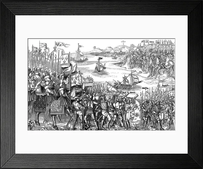 Framed Print : Louis IX of France disembarking at Damietta, Egypt, Seventh Crusade, 1249 (1522) Framed Print : Louis IX of France disembarking at Damietta, Egypt, Seventh Crusade, 1249 (1522)