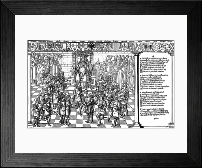 Framed Print : Pope Urban II presiding over the Council of Clermont which launched the First Crusade, 1095 (1522) Framed Print : Pope Urban II presiding over the Council of Clermont which launched the First Crusade, 1095 (1522)