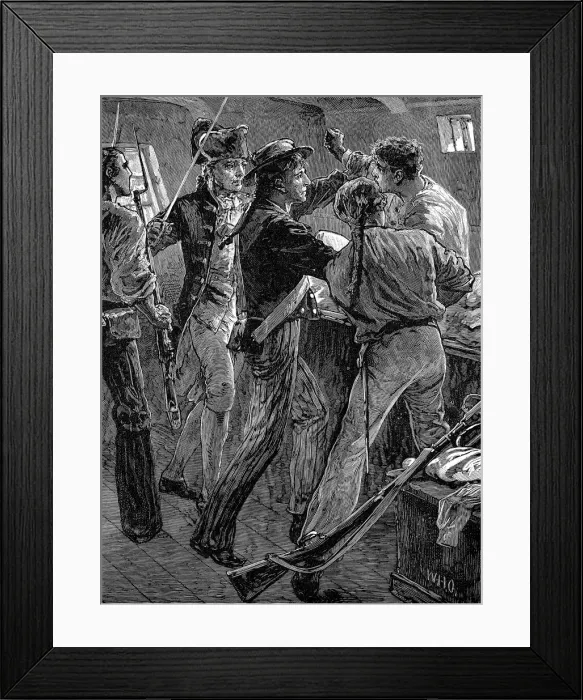 Framed Print : Mutiny of the crew of the Bounty, 1789 (late 19th century) Framed Print : Mutiny of the crew of the Bounty, 1789 (late 19th century)