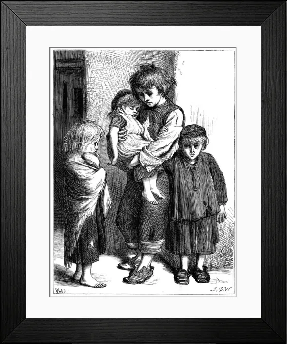 Framed Print : The Children of the Poor (Les Enfants Pauvres) - The Ragged Babes That Weep, c1875. Artist: T Cobb Framed Print : The Children of the Poor (Les Enfants Pauvres) - The Ragged Babes That Weep, c1875. Artist: T Cobb