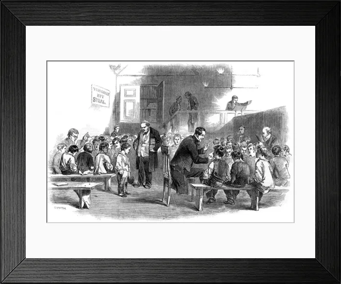 Framed Print : Teaching boys to read in the Ragged School Union school, Lambeth, London, 1868 Framed Print : Teaching boys to read in the Ragged School Union school, Lambeth, London, 1868