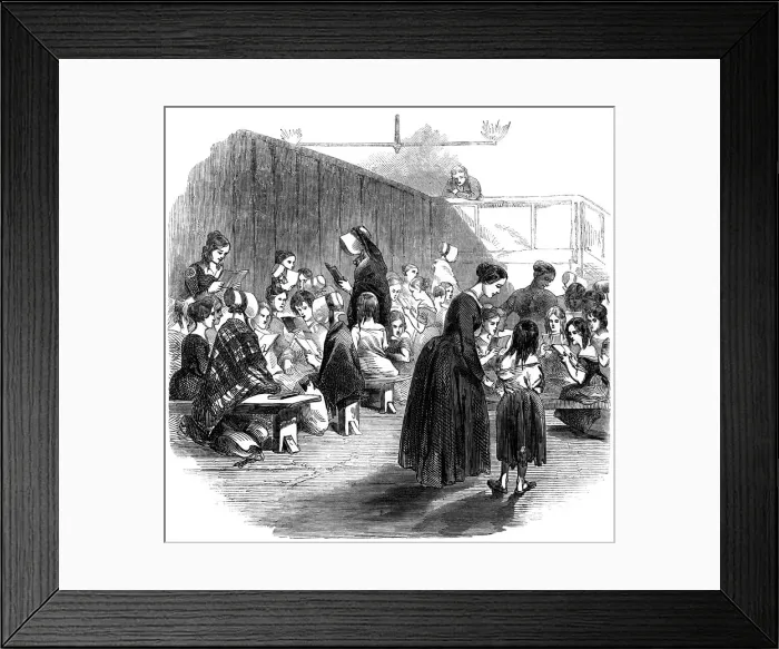 Framed Print : Teaching girls to read in the Ragged School Union school, Lambeth, London, 1868 Framed Print : Teaching girls to read in the Ragged School Union school, Lambeth, London, 1868