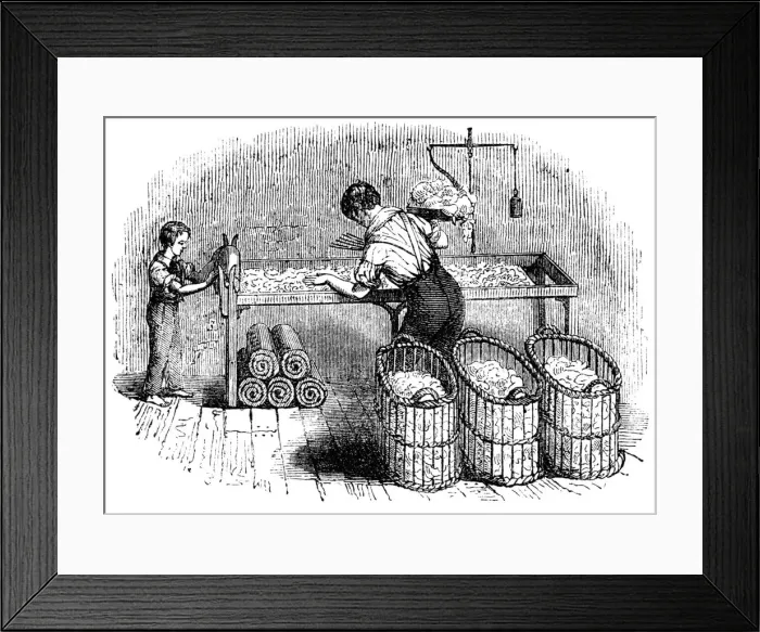 Framed Print : Cotton manufacture, c1845 Framed Print : Cotton manufacture, c1845
