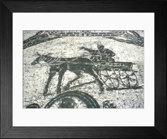 Framed Print : Roman cart, mosaic from the frigidarium, Ostia, Italy, c150 Framed Print : Roman cart, mosaic from the frigidarium, Ostia, Italy, c150