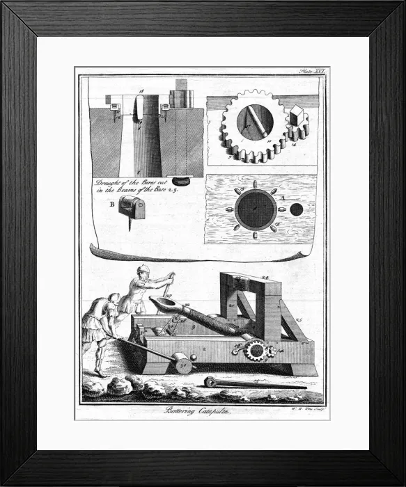 Framed Print : Roman soldiers operating a catapult, c1750. Artist: William Henry Toms Framed Print : Roman soldiers operating a catapult, c1750. Artist: William Henry Toms