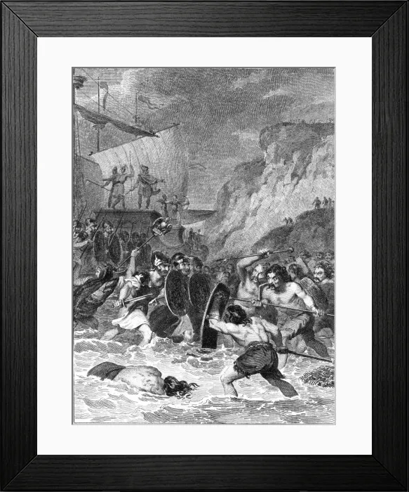 Framed Print : Roman invasion of Britain, 55-54 BC (c1820) Framed Print : Roman invasion of Britain, 55-54 BC (c1820)