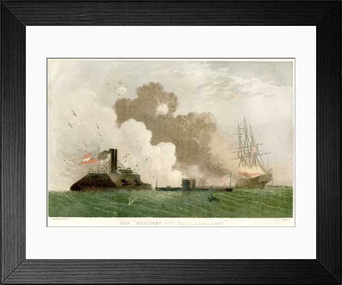 Framed Print : Battle between the Monitor and the Merrimac, American Civil War, 1862 (1864) Framed Print : Battle between the Monitor and the Merrimac, American Civil War, 1862 (1864)