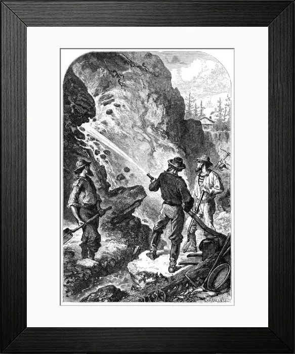 Framed Print : Gold mining, California, USA, c1868 Framed Print : Gold mining, California, USA, c1868