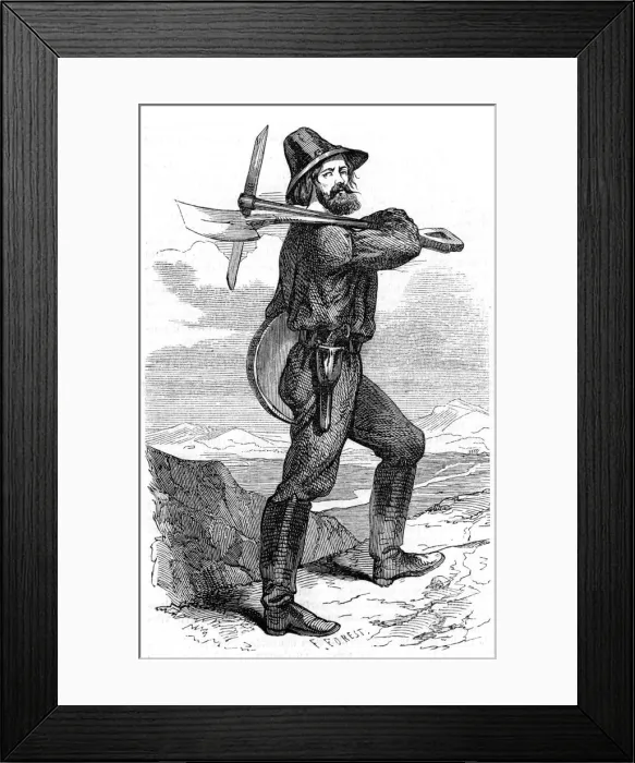 Framed Print : Mining prospector in the Californian gold fields, 1853 Framed Print : Mining prospector in the Californian gold fields, 1853