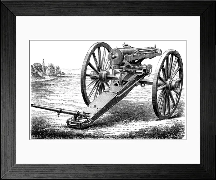 Framed Print : Gatling rapid fire gun, 1861-1862 (1872) Framed Print : Gatling rapid fire gun, 1861-1862 (1872)