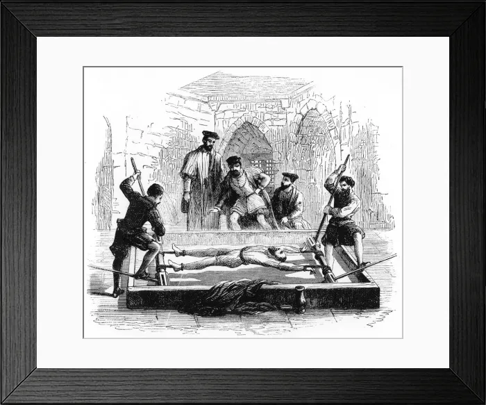 Framed Print : Torturing a prisoner on the rack, Middle Ages Framed Print : Torturing a prisoner on the rack, Middle Ages