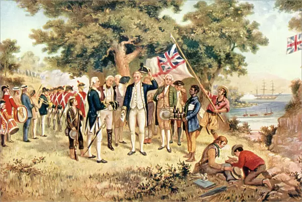 Captain James Cook taking possession of New South Wales in the name of the British Crown, 1770