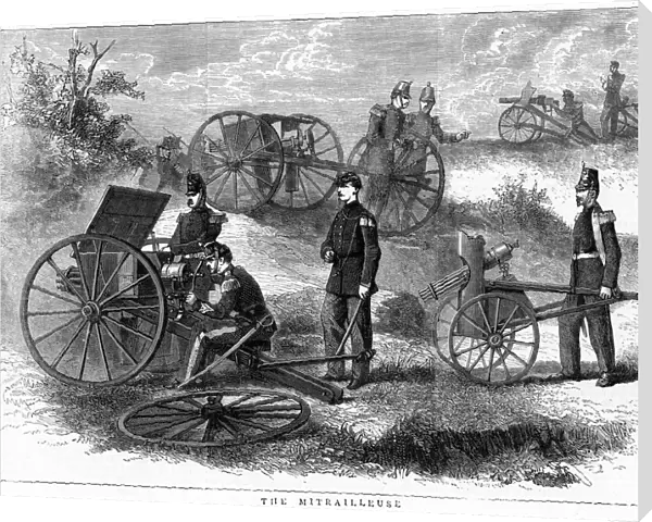 Montigny mitrailleuse, rapid fire gun, 1870. Artist: Joseph Montigny