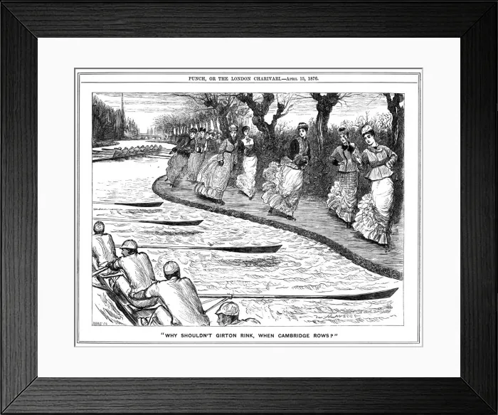 Framed Print : Why Shouldn t Girton Rink, When Cambridge Rows?, 1876. Artist: George Du Maurier Framed Print : Why Shouldn t Girton Rink, When Cambridge Rows?, 1876. Artist: George Du Maurier