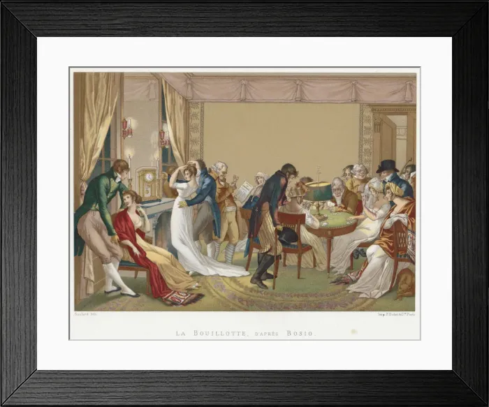 Framed Print : Ladies and gentlemen playing La Bouillotte, France, c1804-1814 Framed Print : Ladies and gentlemen playing La Bouillotte, France, c1804-1814