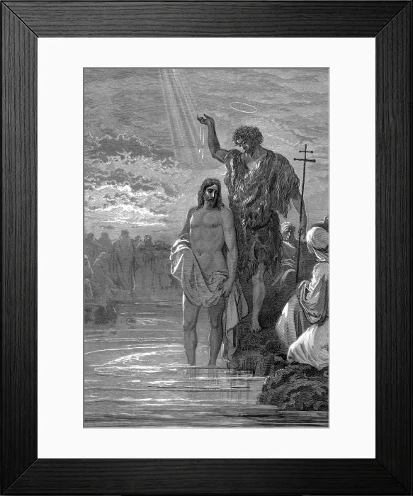 Framed Print : The baptism of Christ, 1st century, (1865-1866). Artist: Gustave Dore Framed Print : The baptism of Christ, 1st century, (1865-1866). Artist: Gustave Dore