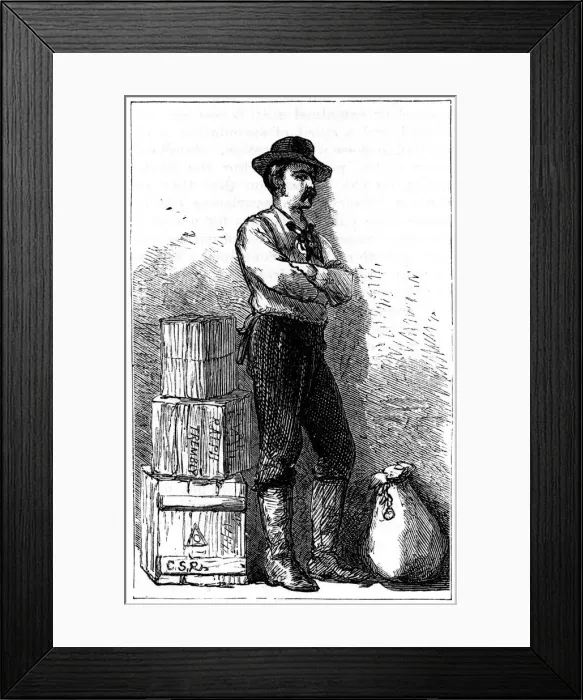 Framed Print : A Wells Fargo messenger from their Express Delivery service via the Isthmus of Panama, 1875 Framed Print : A Wells Fargo messenger from their Express Delivery service via the Isthmus of Panama, 1875