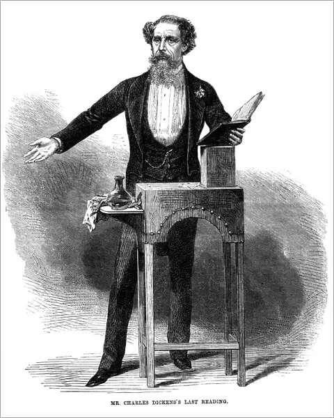 Charles Dickens (1812-70) giving his last public reading at St Jamess Hall, London, 5 March 1870