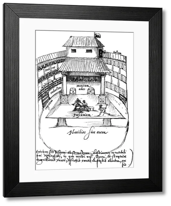 Framed Print : Interior of the Swan Theatre, Bankside, London, 1596. Artist: Aernout van Buchel Framed Print : Interior of the Swan Theatre, Bankside, London, 1596. Artist: Aernout van Buchel