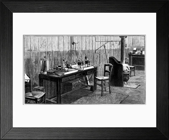 Framed Print : A corner of Pierre and Marie Curies laboratory, Paris, 1904 Framed Print : A corner of Pierre and Marie Curies laboratory, Paris, 1904