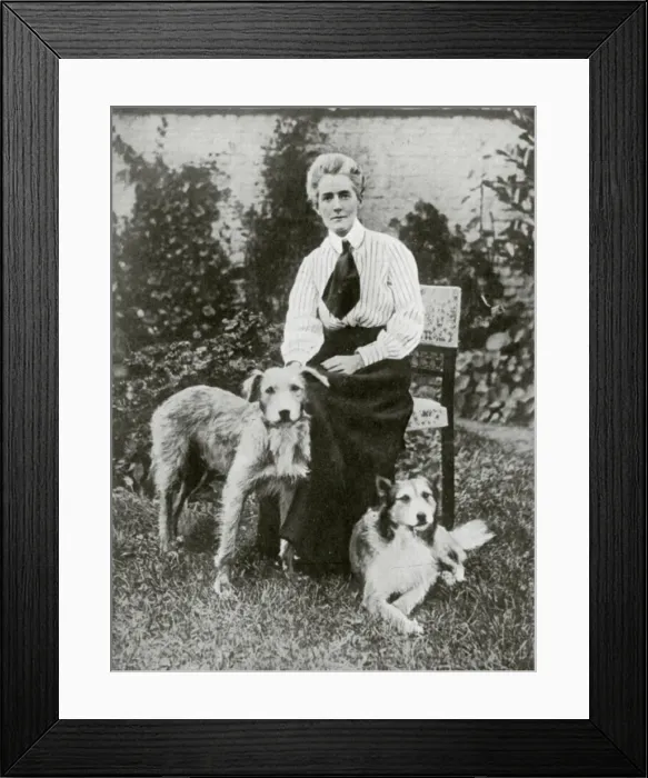 Framed Print : Edith Cavell with her pet dogs, c1915 Framed Print : Edith Cavell with her pet dogs, c1915