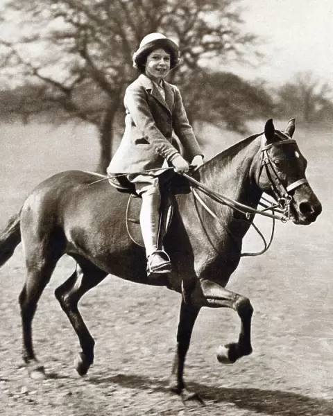 Princess Elizabeth riding her pony in Winsor Great Park, 1930s