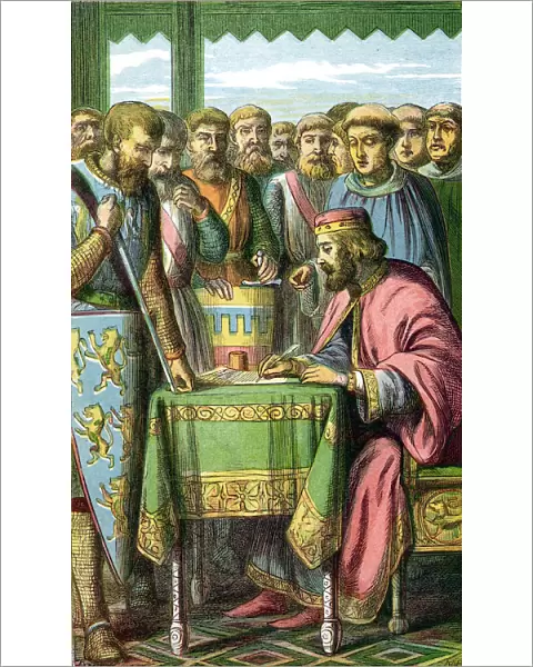King John signing the Magna Carta at Runnymede, Surrey, 15 June 1215 (c1860)
