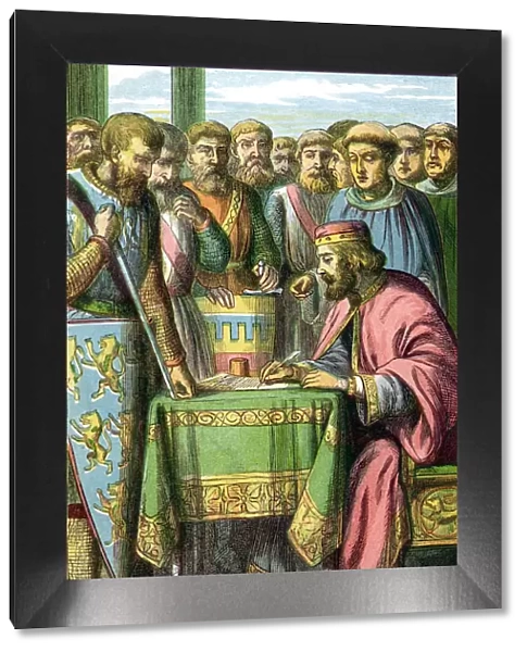 King John signing the Magna Carta at Runnymede, Surrey, 15 June 1215 (c1860)