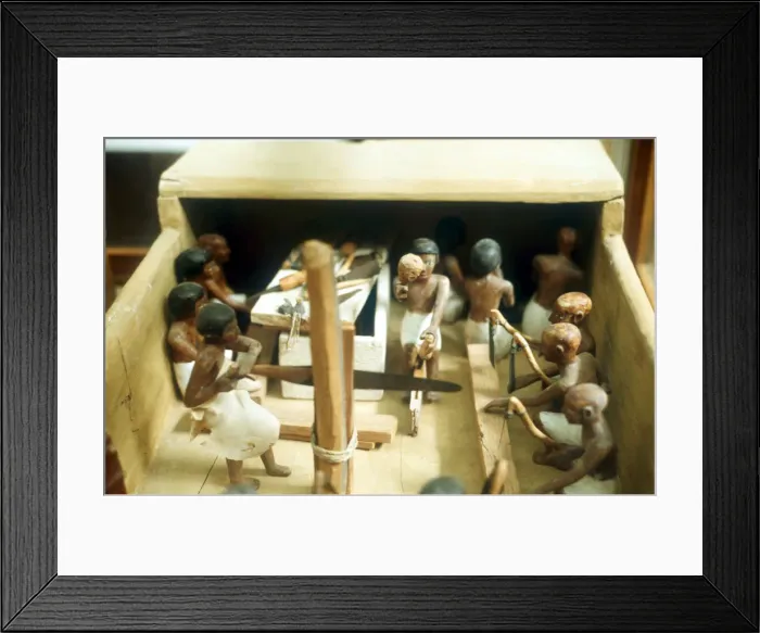 Framed Print : Carpenters in a workshop, model figures from an Ancient Egyptian tomb Framed Print : Carpenters in a workshop, model figures from an Ancient Egyptian tomb