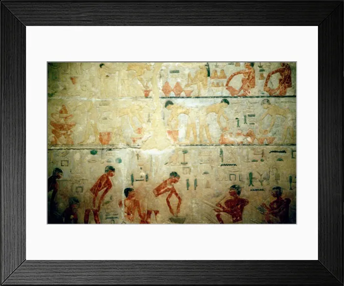 Framed Print : Working life in Ancient Egypt, wall painting from an artisans tomb at Saqqara Framed Print : Working life in Ancient Egypt, wall painting from an artisans tomb at Saqqara