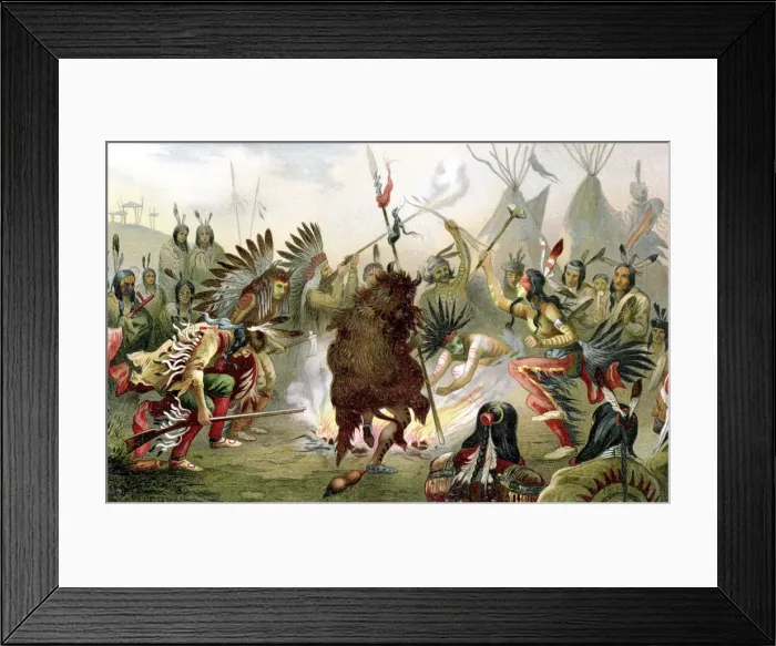 Framed Print : Sioux war dance, 1888
