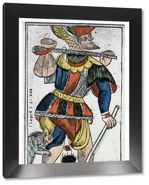 Tarot card of the Fool, Jergot Tarot, 17th century