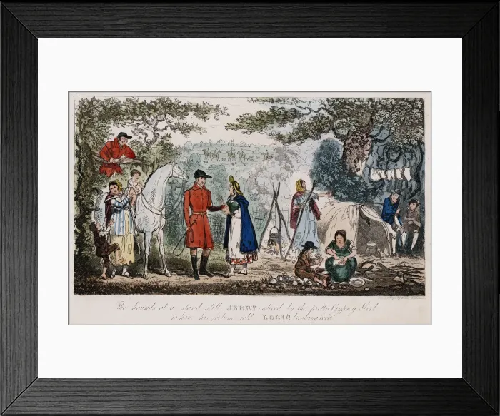 Framed Print : Jerry having his hand read by a gypsy, c1828. Artist: Isaac Robert Cruikshank Framed Print : Jerry having his hand read by a gypsy, c1828. Artist: Isaac Robert Cruikshank