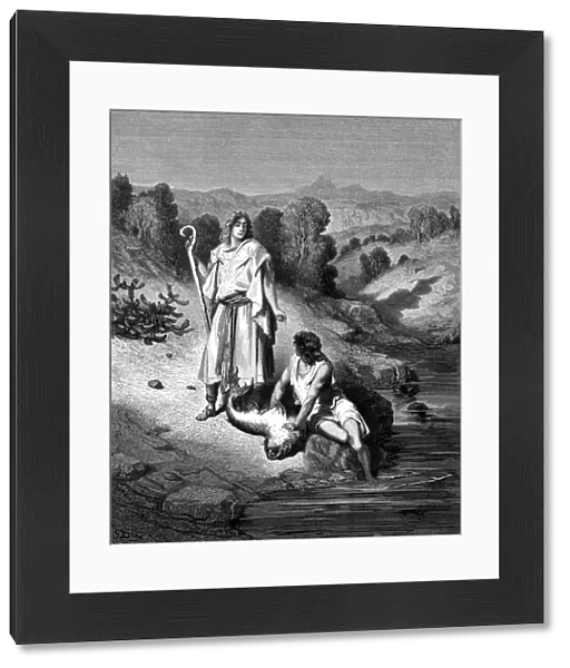 Tobias with the Archangel Raphael, 1865-1866. Artist: Gustave Dore