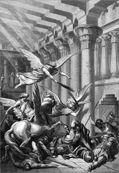 Heliodorus attempting to take treasure from the Temple at Jerusalem, 1865-1866. Artist: Gustave Dore