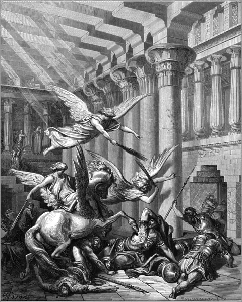 Heliodorus attempting to take treasure from the Temple at Jerusalem, 1865-1866. Artist: Gustave Dore