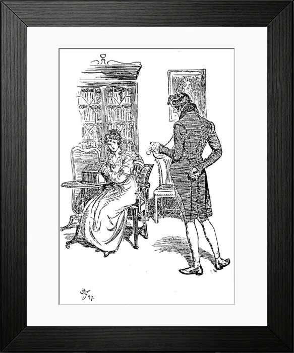 Framed Print : Scene from Jane Austens Persuasion, 1897. Artist: Hugh Thomson Framed Print : Scene from Jane Austens Persuasion, 1897. Artist: Hugh Thomson
