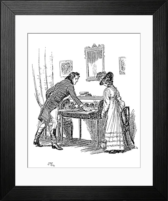 Framed Print : Scene from Jane Austens Persuasion, 1897. Artist: Hugh Thomson Framed Print : Scene from Jane Austens Persuasion, 1897. Artist: Hugh Thomson