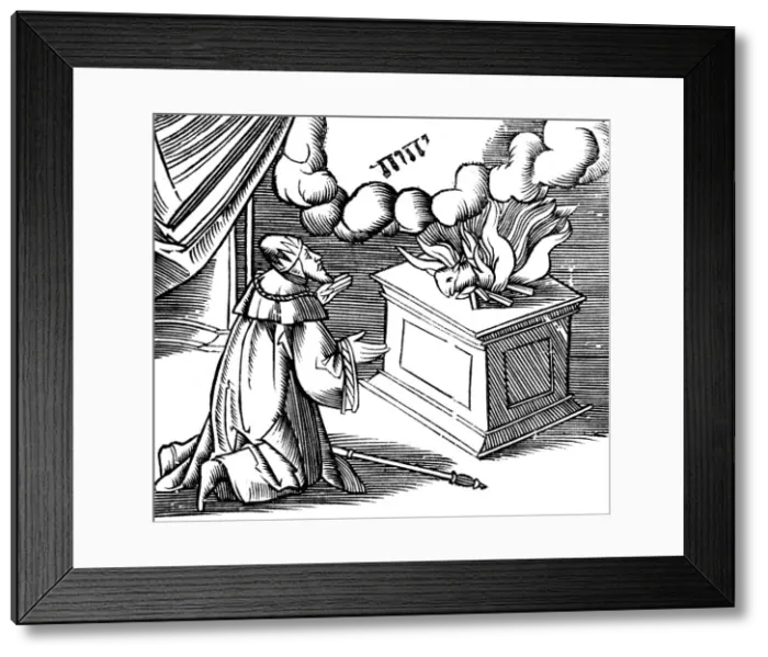 Framed Print : King David making a burnt offering, 16th century Framed Print : King David making a burnt offering, 16th century