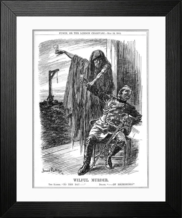 Framed Print : Punch cartoon on the sinking of the Lusitania, 1915. Artist: Bernard Partridge Framed Print : Punch cartoon on the sinking of the Lusitania, 1915. Artist: Bernard Partridge