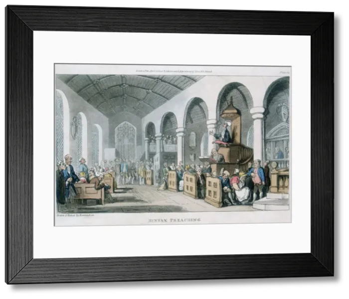 Framed Print : Syntax Preaching, 1813. Artist: Thomas Rowlandson Framed Print : Syntax Preaching, 1813. Artist: Thomas Rowlandson