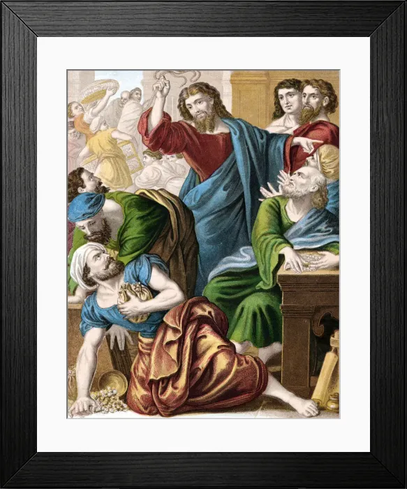 Framed Print : Jesus and the money changers, c1860 Framed Print : Jesus and the money changers, c1860
