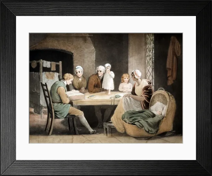 Framed Print : Three generations listening to a reading from the family Bible, c1800. Artist: Maria Spilsbury Framed Print : Three generations listening to a reading from the family Bible, c1800. Artist: Maria Spilsbury