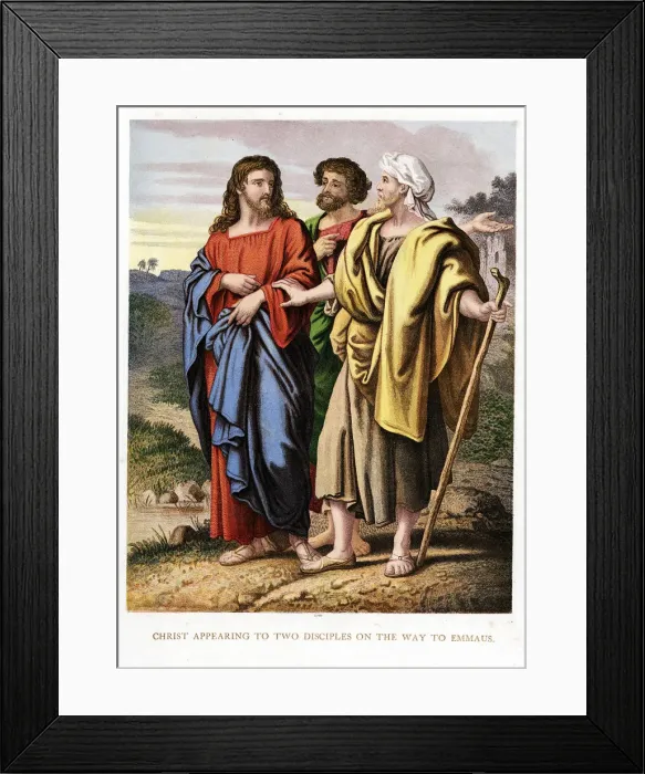 Framed Print : Christ appearing to the two disciples on the road to Emmaeus, c1860. Artist: Kronheim & Co Framed Print : Christ appearing to the two disciples on the road to Emmaeus, c1860. Artist: Kronheim & Co