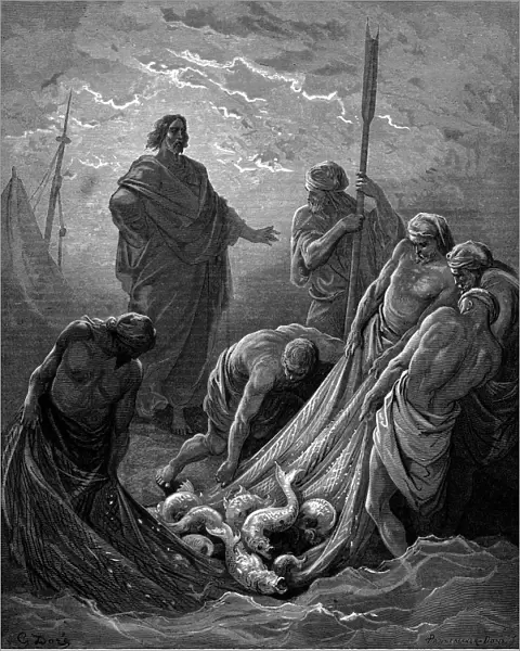 The miraculous draught of fishes, 1866. Artist: Gustave Dore