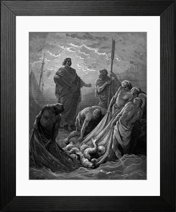 Framed Print : The miraculous draught of fishes, 1866. Artist: Gustave Dore Framed Print : The miraculous draught of fishes, 1866. Artist: Gustave Dore